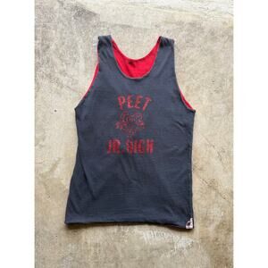 Vintage 1970s Russell Athletic Highschool Sports Tanktop Red/Black Size Small